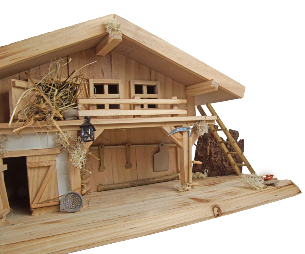 Traditionelle Weihnachtskrippe Roth inkl. 12-tlg. Figurensatz K 650-9, Maße Krippe: ca. 50 x 20 x 26 cm